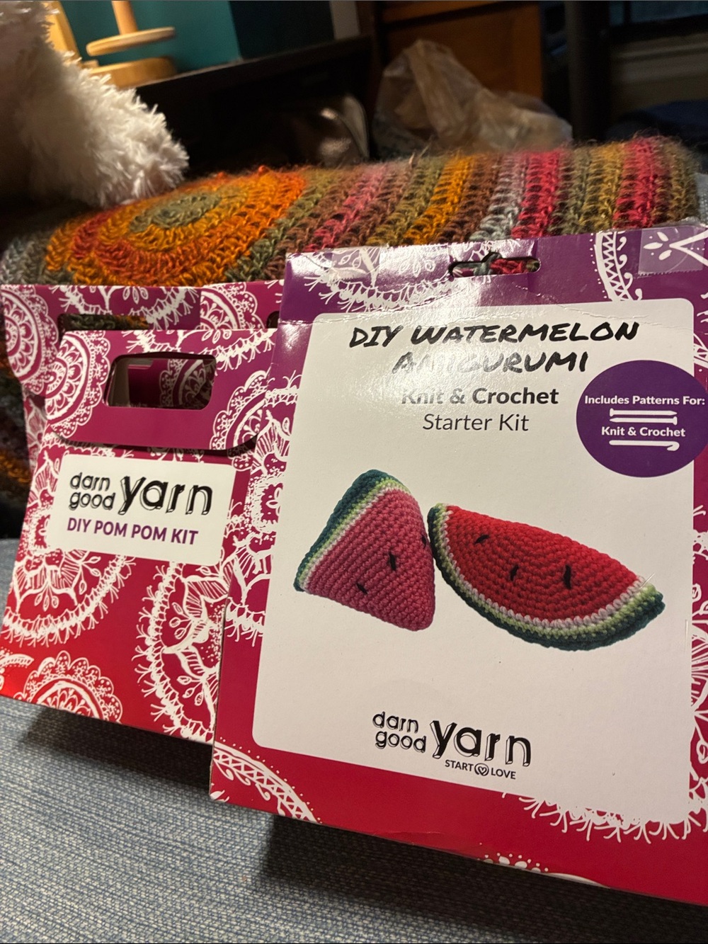 Darn Good Yarn Watermelon Amigurumi Starter Kit w/ 3 Pom Pom DIY sets